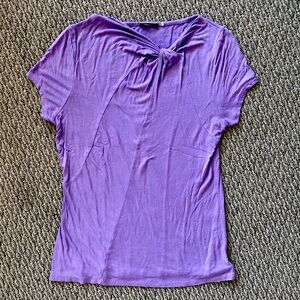 Tahari purple better t-shirt with artistic collar and front panels